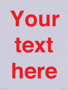 Custom blank information sign. Red text, plain background
